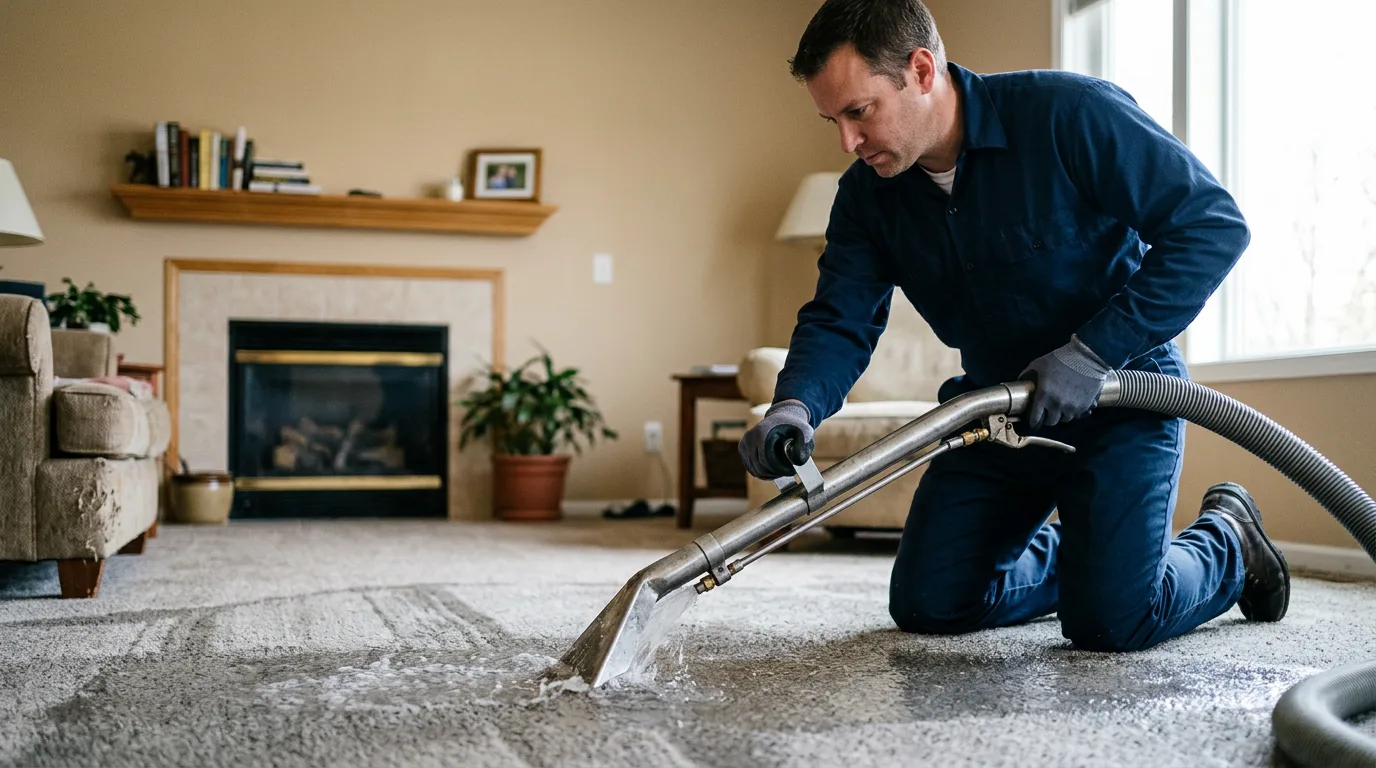 Water damage restoration technician working near Reelsville, IN
